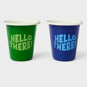 Tabitha Brown for Target NWT Metal Hello There Tumbler Set 2pc 12oz Blue Green